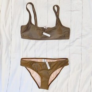 Madewell "Second Wave" Bikini Set Metallic Brown Size XL Beach Resortwear